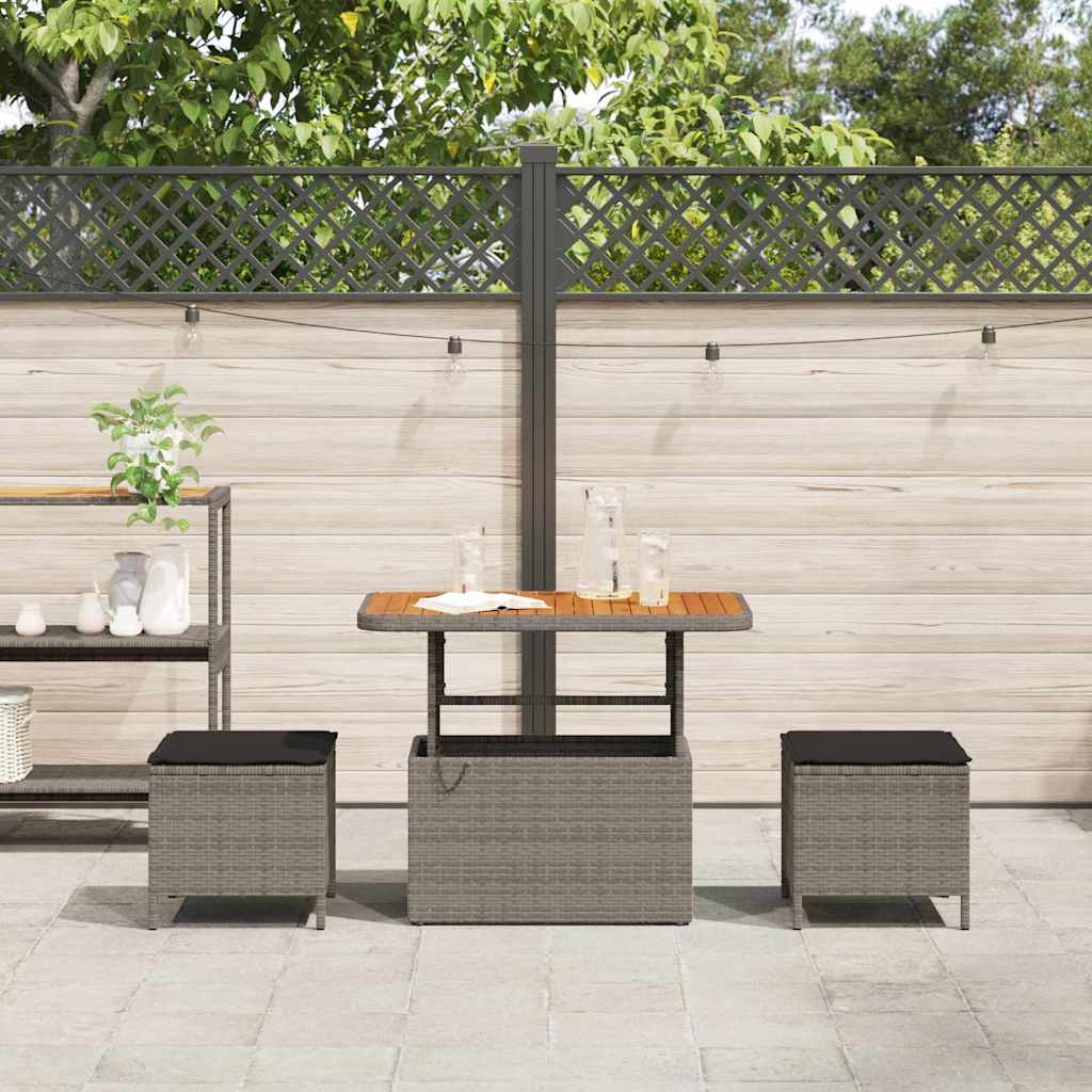 Garden Dining Set Grey Poly rattan